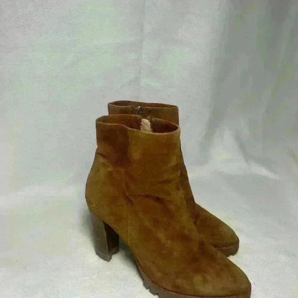 The KOOPLES 40 Sz 9.5 Suede Tan Boots Heeled Platform Made In Portugal - Picture 3 of 10